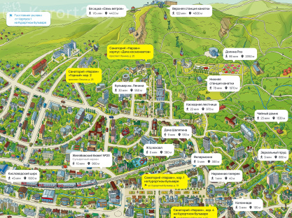 Санаторий «Нарзан» Кисловодск на карте Санаторий «Нарзан» Кисловодск — карта расположения